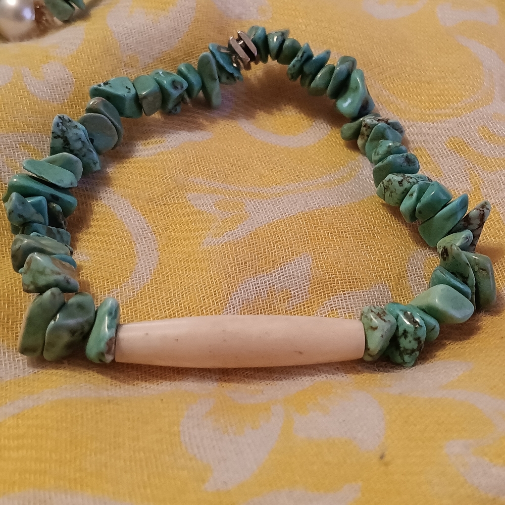 MadeByMe Natural Turquoise and bone Bracelet